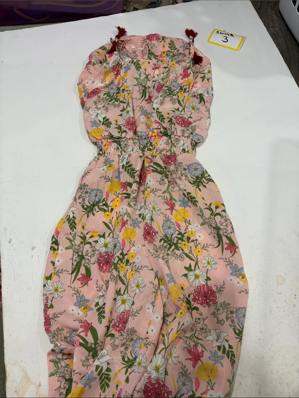 BCBGirls Pink Floral Tie-Shoulder Wide-Leg Jumpsuit
